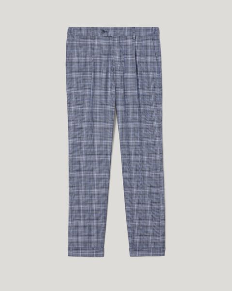 Slim Stretch Pleat Checked Tailored Pant